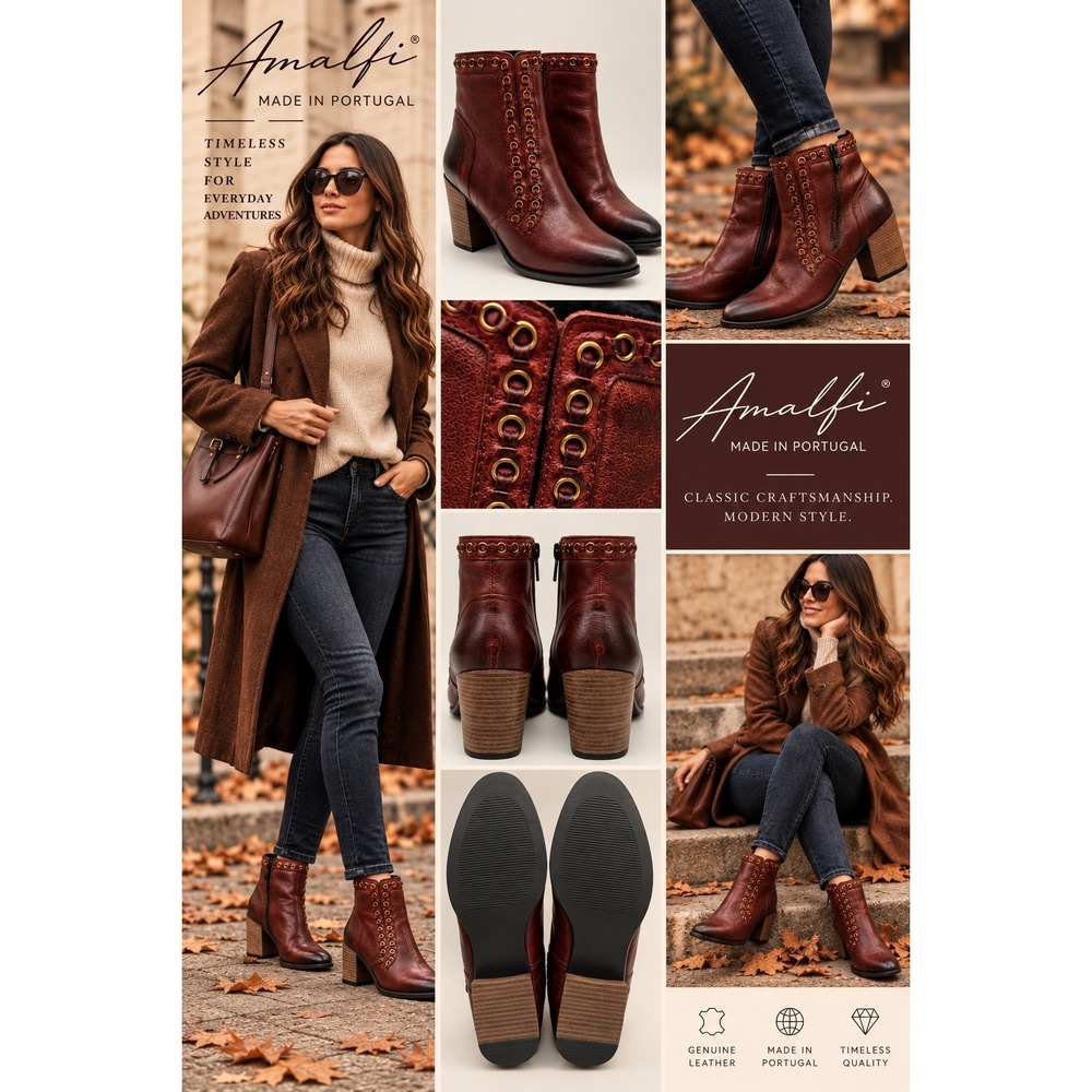 Journee Signature Ankle Boots Womens 9 Burgundy Excellent Leather Eyelet Zip